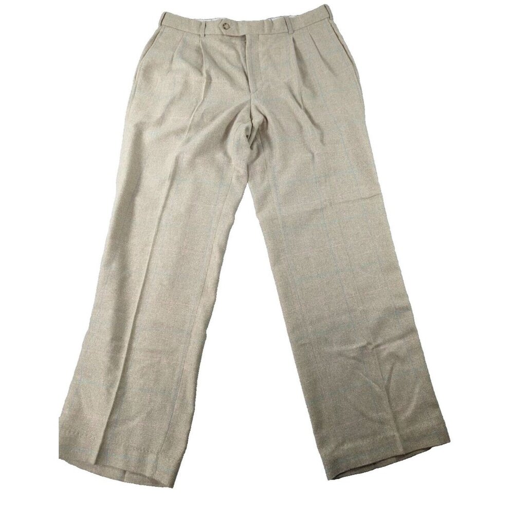 GANT Brown Mens Trouser Size 36x34  Straight Silk‎ Blend Blue Pink Window Pane